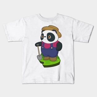 Panda Farmer Shovel Kids T-Shirt